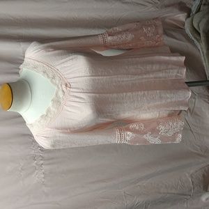 Blush pink lace women's blouse.